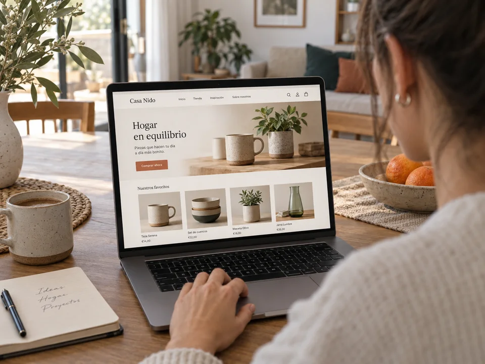 Una persona explora productos y opciones de compra en una tienda online desde su notebook